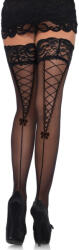 Leg Avenue Transparent Stay-Up Stockings With Lace - Black