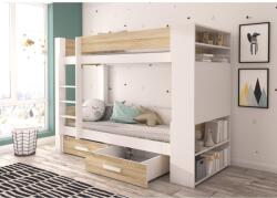 ADRK GARET emeletes dupla ágy matraccal 200x90, Fehér, Sonoma - sprintbutor