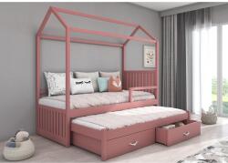 ADRK Jonaszek házikó ágy korláttal 200x90, Rózsaszín - sprintbutor