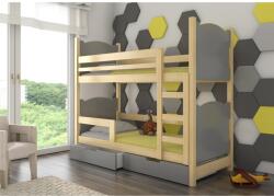 ADRK Kétszemélyes emeletes ágy matracokkal MARABA, Fenyő, Szürke - sprintbutor