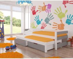 ADRK Kétszemélyes ágy matracokkal FRAGA, Fehér, Szürke - sprintbutor