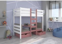 ADRK BART emeletes ágy 180x80, Fehér, Rózsaszín - sprintbutor