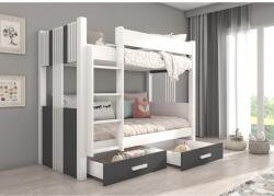 ADRK Ágy emeletes két személyes ARTA 200x90 matraccal, Fehér, Antrasztit - sprintbutor