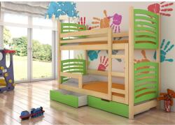 ADRK Kétszemélyes emeletes ágy matracokkal OSUNA, Fenyő, Zöld - sprintbutor