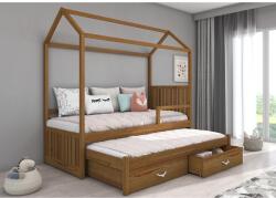 ADRK Jonaszek házikó ágy korláttal és matraccal 180x80, Tölgyfa - sprintbutor