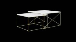 ADRK Licco 2in1 dohányzóasztal, Arany, Fehér fényes - sprintbutor