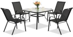 Garden Point Modena fém kerti bútor 4 fő részére Garden Point négyzet alakú asztallal fekete (GAP1078-4)