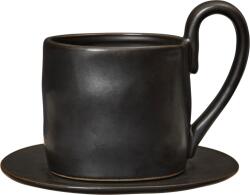 ferm LIVING Cană cu farfurioară Flow, negru, 2 piese (1104271928)