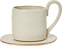 ferm LIVING Cană cu farfurioară Flow, alb-ivoar, 2 piese (1104271929)