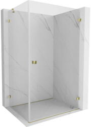 Mexen Lunar-B, jobb oldali csuklós zuhanykabin 95 x 90 cm, 8 mm átlátszó üveg, arany profil, 832-095-090-50-00-P (832-095-090-50-00-P)