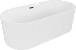 Mexen Paola, szabadon álló kád, barázdált, 150 x 75 cm, fehér fényes, szálcsiszolt grafit, 52721507500-66 (52721507500-66)
