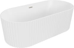 Mexen Paola, szabadon álló kád, hornyolt, 170 x 80 cm, fehér matt, szálcsiszolt acél, 52721708001-97 (52721708001-97)
