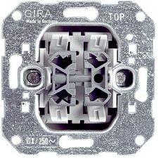 Gira 106+6 kettős váltókapcsoló betét adapterrel süllyesztett rugós IP20 2- billentyű/gomb GIRA - 010800