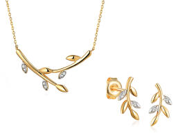 Heratis Forever Gyémánt berakott levelek, sárga arany, 14K IZBR662S