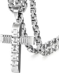 HARAHU DJ-38734 férfi nyaklánc kereszttel - Ezüst / 60cm KP38734