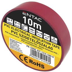 ENTAC Szigetelőszalag ENTAC 19mmx10m piros (EIT-1319-10M-R) - papir-bolt