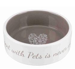 TRIXIE Pet's Home Ceramic Bowl - Kerámia Tál (mintás, Fehér/tópszín) (0, 8l/Ø16cm) (028-25054)
