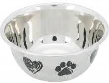 TRIXIE Stainless Steel Bowl - Fém Tál (szürke/fekete) (0, 5l /Ø13cm) (028-25271)