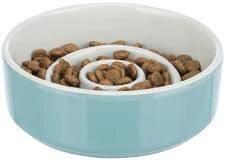 TRIXIE Slow Feeding Ceramic Bowl - Kerámia, Evéslassító Tál (szürke, kék) (0, 45l /ø14cm) (028-24520)