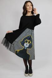 FashionLand ROCHIE MIDI CU MANECA LUNGA ASIMETRICA TUL SUN DIPTYQUE TALIE UNICA Multicolora