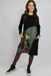 FashionLand ROCHIE MIDI CU BUZUNARE SI MANACA LUNGA INSERTIE PRINT CAT MELEK TALIE UNICA Multicolora