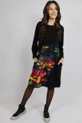 FashionLand ROCHIE MIDI CU BUZUNARE SI MANECA LUNGA INSERTIE PRINT DRAGONFLY VALLO TALIE UNICA Multicolora