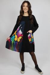 FashionLand ROCHIE MIDI CU MANECA LUNGA SI BUZUNAR APLICAT BUTTERFLY VALLO TALIE UNICA Multicolora