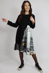 FashionLand ROCHIE MIDI CU MANECA LUNGA ASIMETRICA TUL SERENDIPTY TALIE UNICA Multicolora