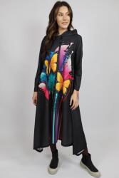 FashionLand ROCHIE MAXI CU MANECA LUNGA ASIMETRICA FLUTURE VALLO TALIE UNICA Multicolora