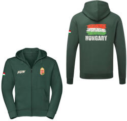  Magyarország pulóver felnőtt kapucnis-zippes zöld Flag 2XL