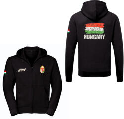  Magyarország pulóver felnőtt kapucnis-zippes fekete Flag XL