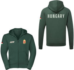  Magyarország pulóver felnőtt kapucnis-zippes zöld "HUNGARY" XL