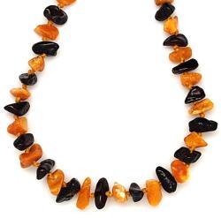 R. M. ékszer Borostyán söt barna sárga splitter baba nyaklánc 35cm (023655)