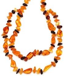 R. M. ékszer Borostyán dupla soros vegyes splitter nyaklánc 50cm (023657)