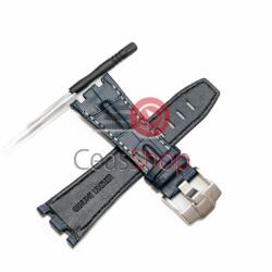  Curea piele albastră cusătură albă tip Audemars Piguet 28mm