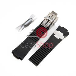  Curea silicon neagră pentru Ulysse Nardin 25x12mm