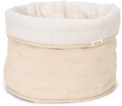 Little Dutch Cos de depozitare matlasat mediu din bumbac organic - 30 x 25 - Pure Soft Beige Stripe - Little Dutch