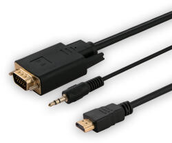 SAVIO CL-104 HDMI (apa)-VGA (apa) kábel 1.8m + audió (SAVIO CL-104)