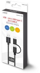 SAVIO CL-128 kábel 2in1 USB - micro USB/TYPE C 1m (SAVIO CL-128)
