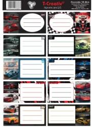 T-Creativ T-Creativ: Sportautó mintás füzetcímke - 10 db (N13049TSC)