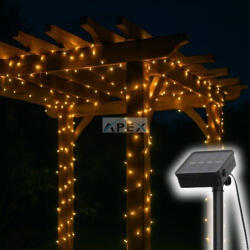 Somogyi Elektronic SLC200WW szolár fényfüzér, 200db melegfehér LED, 14m hosszúság, zöld vezeték, kültéri kivitel - webmuszaki