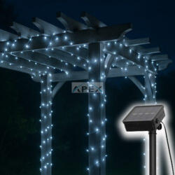 Somogyi Elektronic SLC100WH szolár fényfüzér, 100db hidegfehér LED, 7m hosszúság, zöld vezeték, kültéri kivitel - webmuszaki