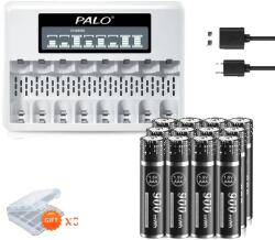  PALO 1, 5 V AAA Li-Ion újratölthető akkumulátorok, 900 mWh kapacitás, több csomag opció, 12 AAA 1 töltő