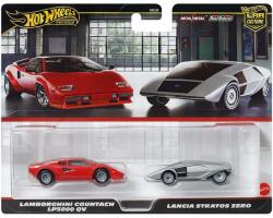 Mattel Hot Wheels Deluxe kisautó 2db-os csomag Lamborghini Countach LP5000 QV és Lancia Stratos Zero - Mattel (HBL96/JBL02)