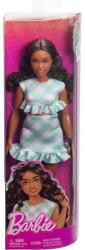 Mattel Barbie: Fashionista stílusos baba zöld-fehér kockás ruhában - Mattel (FBR37/HYT96)
