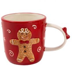 Yala Mézeskalácsos 3D karácsonyi kerámia bögre - 430 ml - piros masnis füllel (Q172892)