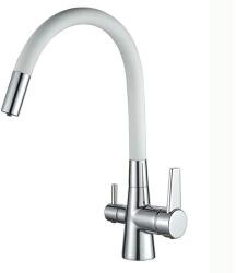 Getwell Gadwall, két karos, 3 utas, rugalmas nyakú, Konyhai csap víztisztítókhoz Fehér színben (GWC301-W)