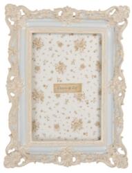 Clayre & Eef Kék képkeret barokk stílusú fehér díszítéssel - szep-otthon - 6 840 Ft