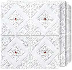 HOZRO Tapet 3D autoadeziv, Model pentru Tavan/Perete, design modern, foarte usor de montat, Romburi + Diamante Rosu inchis