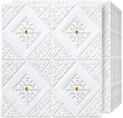 HOZRO Tapet 3D autoadeziv, Model pentru Tavan/Perete, design modern, foarte usor de montat, Romburi + Diamante Gold